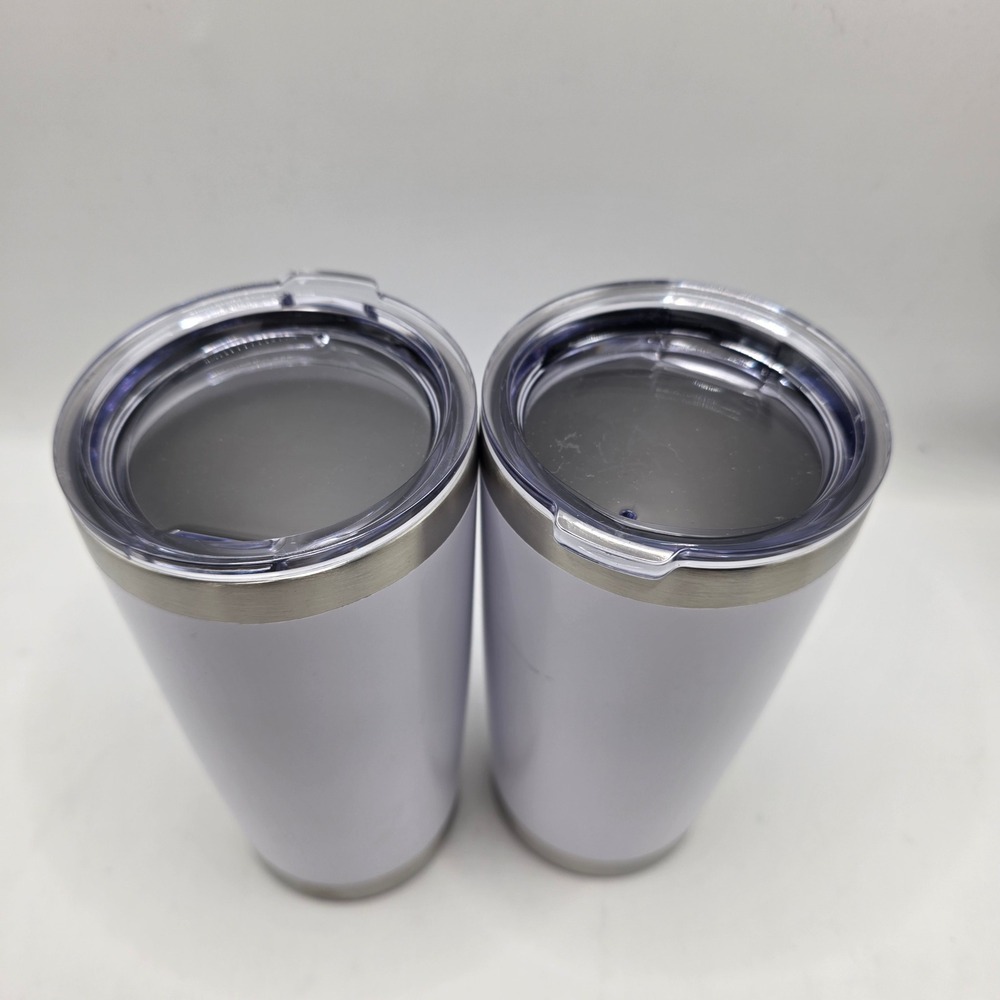 Travel Tumbler Set 2pc White Stainless Steel Insulated Travel Mug Minimalist - Picture 8 of 12
